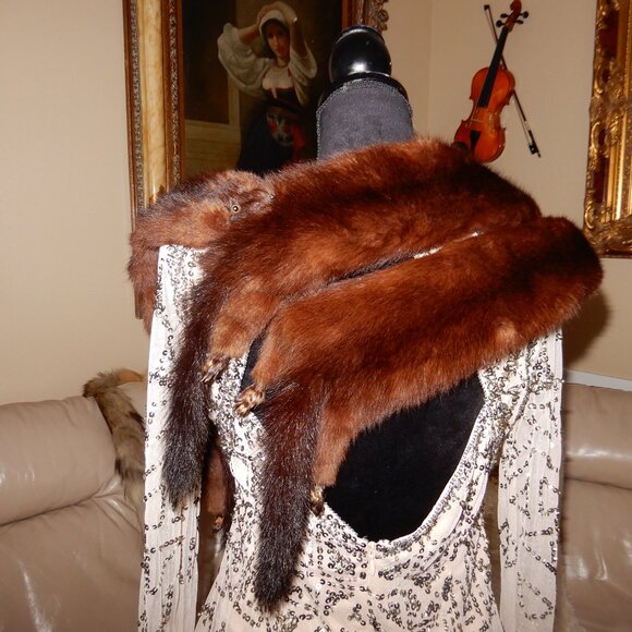 Vtg.1940's /1950's Genuine Mink Shawl - Picture 6 of 8